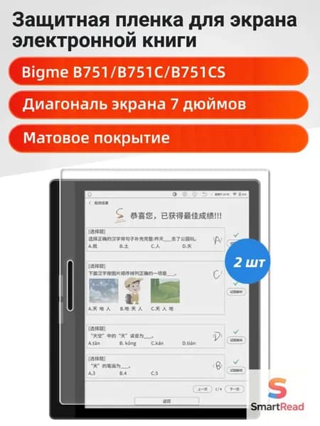 Защитная пленка для 7-дюймового экрана Bigme B751, B751C, B751CS, 2 штук