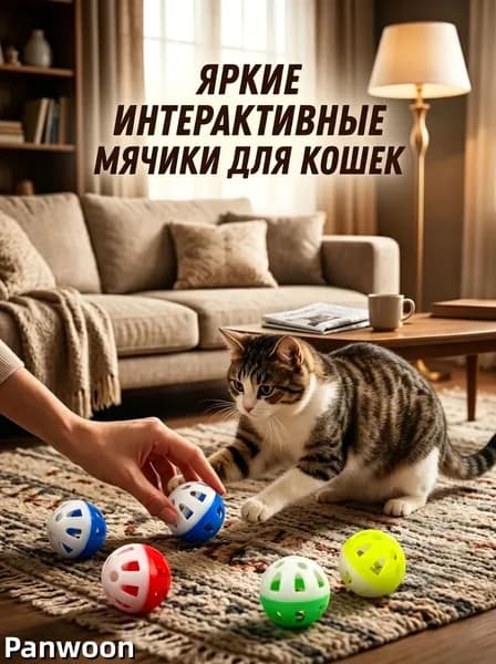 Игрушка для кошек собак дразнилка Мячики, 5 шт