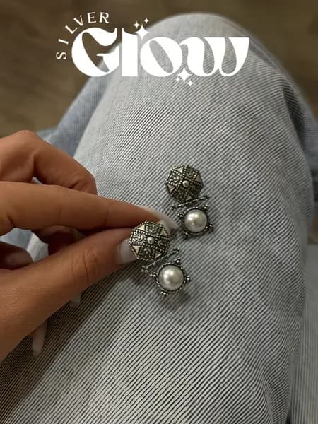Серебристое серьги с жемчугом