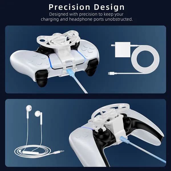 Мини-руль для геймпада PS5, белый, ABS-пластик, металлический подшипник
