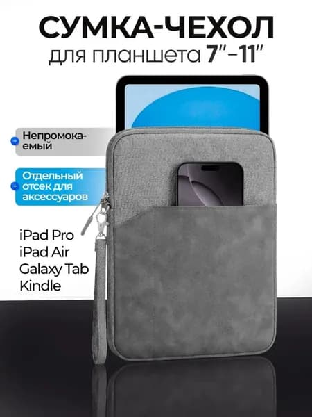 Сумка для планшета, чехол для iPad 11 дюймов, серая