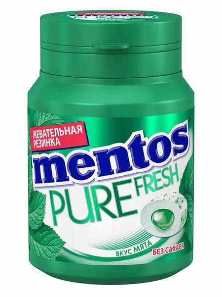 Жевательная резинка Mentos Pure Fresh вкус мята, 54 г
