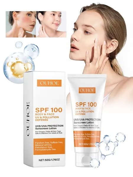 Солнцезащитный крем SPF 100+ 50 г для лица и тела, антивозрастной, для путешествий и активного отдыха