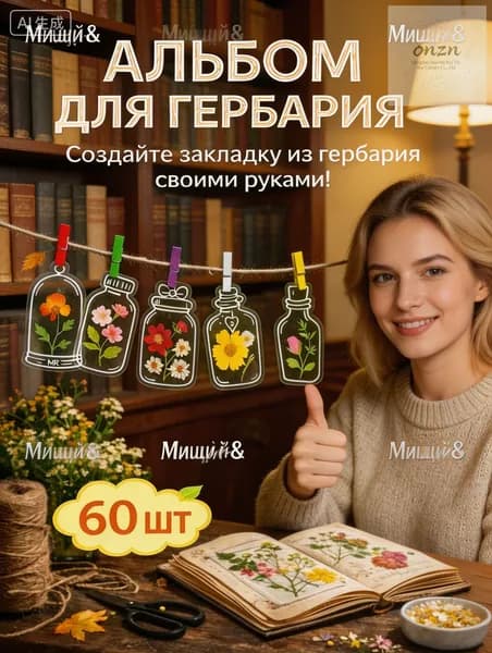 Закладки для гербария своими руками 60 шт. Прозрачные закладки для книг и учебников, набор для творчества, эст