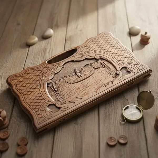 Нарды и шашки резные Рыбак 61 х 64 см бук Армения