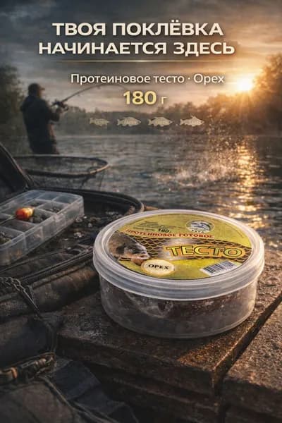 Протеиновое тесто для рыбалки Орех, 180 г - насадка на карпа, карася, сазана, готовое