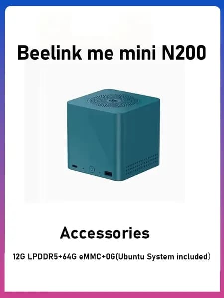 Beelink Мини-ПК (Intel Alder Lake N150, RAM 12 ГБ, SSD 50 ГБ, AMD Radeon, Windows 11 Home), beelink me mini n200, темно-зеленый