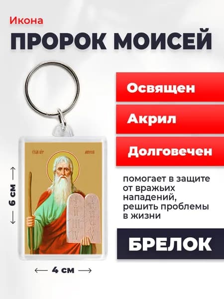Икона-оберег Пророк Моисей, на брелке, 4*6 см