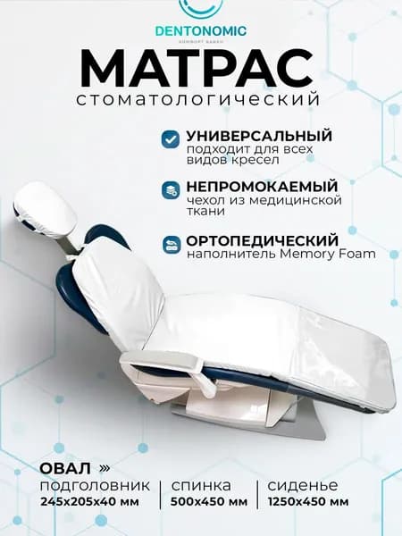 Стоматологический матрас топпер с подголовником "Овал", влагонепроницаемый