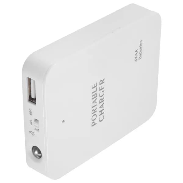 Портативное USB-зарядное устройство для экстренной подзарядки, корпус на 4x AA / совместимо с iPhone 6/6 Plus, смартфонами, планшетами и MP3-плеерами, белое