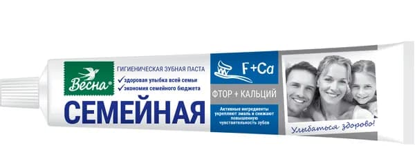 Весна Зубная паста Семейная фтор+кальций 90г