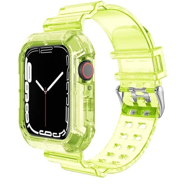 Чехол+ремешок для Apple Watch Band 44 мм 40 мм 45 мм 41 мм 42 мм 38 мм, прозрачный силиконовый браслет для iWatch серии 8 3 6 se 7