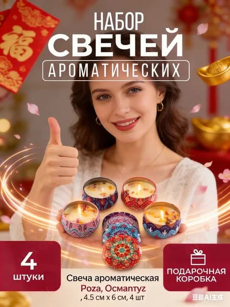 Свечи поминальные "Роза, Османтус, Гардения, Цитрус" 4.5 см х 6 см 4 шт