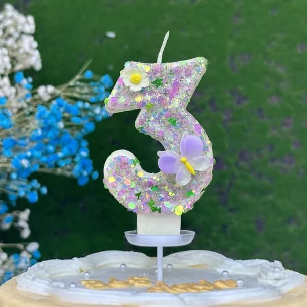 Свечи для торта цифра 3 "Без отдушки" 7 см х 4 см 1 шт