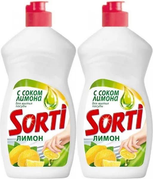 Средство Sorti Лимон для мытья посуды 450 мл, комплект: 2 упаковки по 450 мл