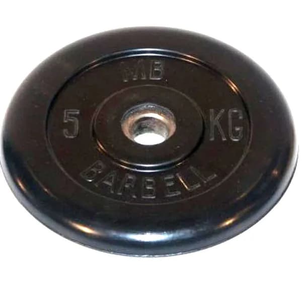 Диск MB Barbell для штанги и гантелей 5 кг с металлической втулкой, посадочный диаметр 26 мм