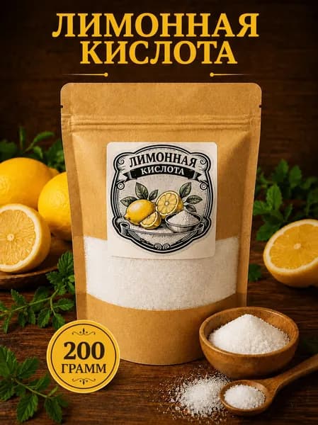 Лимонная кислота пищевая 200г. 1шт.