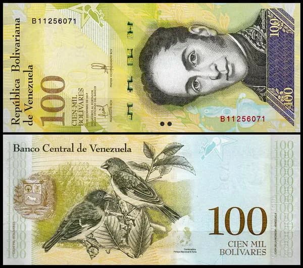 Венесуэла 100000 боливар 2017 (UNC Pick 100)
