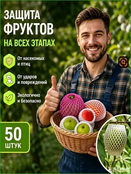 Сетка рукав защитная упаковочная для хрупких предметов, бутылок, фруктов, посуды 50 шт