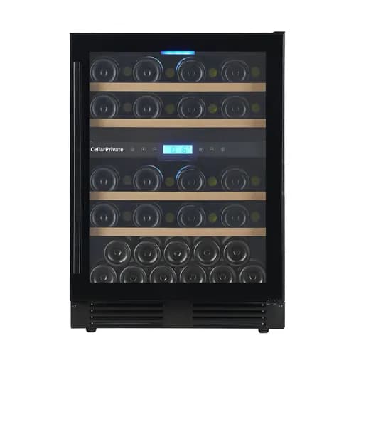 Винный шкаф Cellar Private CP043-2TB, встраиваемый, двухтемпературный на 44 бут, черный.