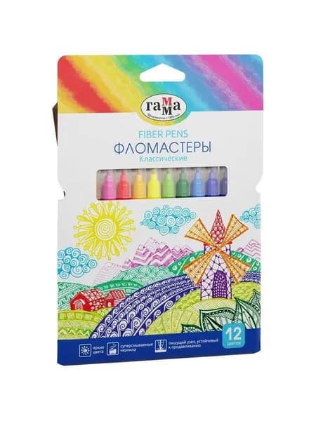 Фломастеры "Классические" 12 цветов, картонная коробка