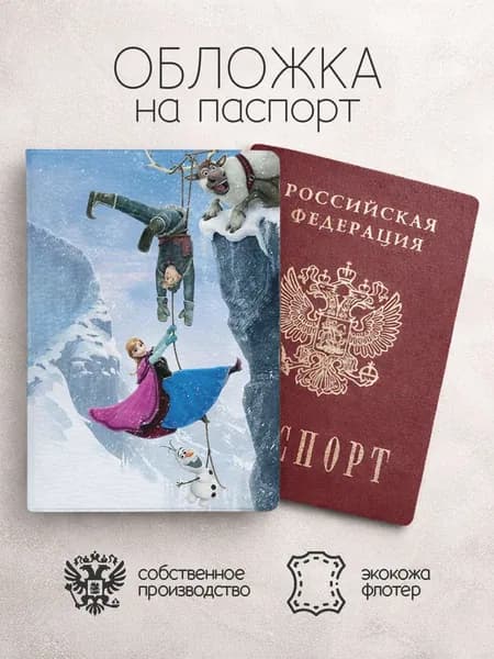 Обложка на паспорт Холодное сердце на скале