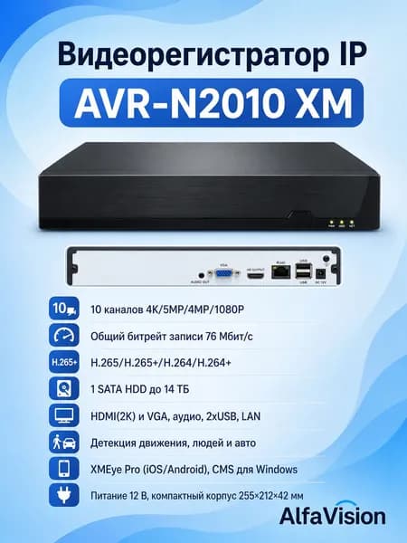 Видеорегистратор IP AlfaVision AVR-N2010 XM 10 канальный