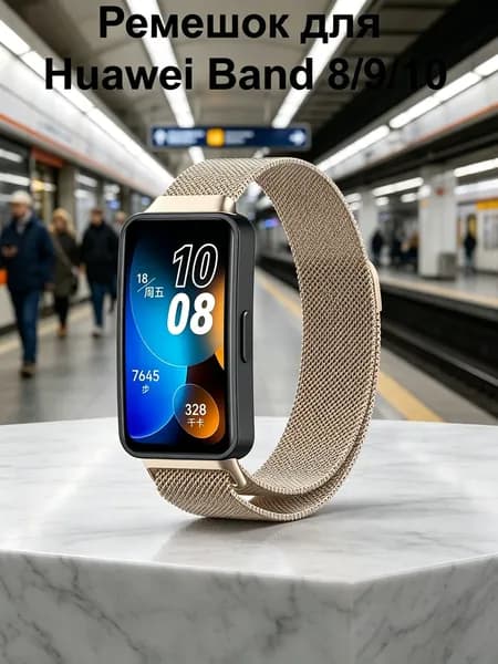 Ремешок для Huawei Band 9 / Браслет для Huawei Band 8 / 10 ; Металлический ремень Хуавей Бенд 8 и Хуавэй Банд 9