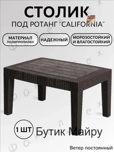 Садовый стол,Пластик, Искусственный ротанг (пластик) 50х70х38 см