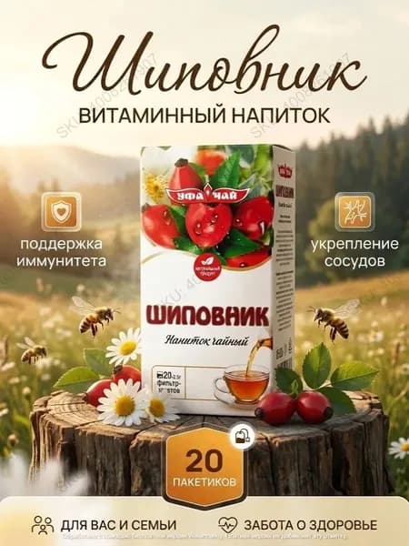 Чай Шиповник для иммунитета детям и взрослым. Витаминный напиток в пакетиках. Натуральная защита от простуд и для сосудов