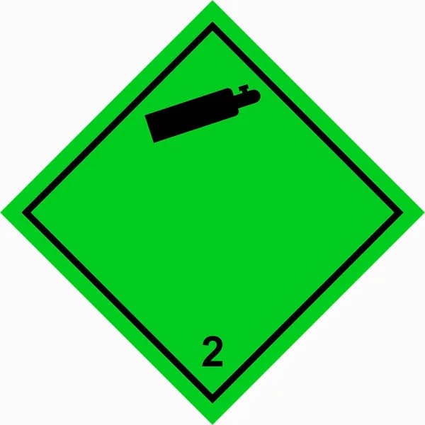 Наклейка ПВХ: знак опасных грузов 2.2 "Невоспламеняющиеся нетоксичные газы" 250х250 пленка, уп. 3 шт.