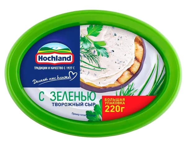 Сыр творожный Hochland с зеленью 60%, 220г
