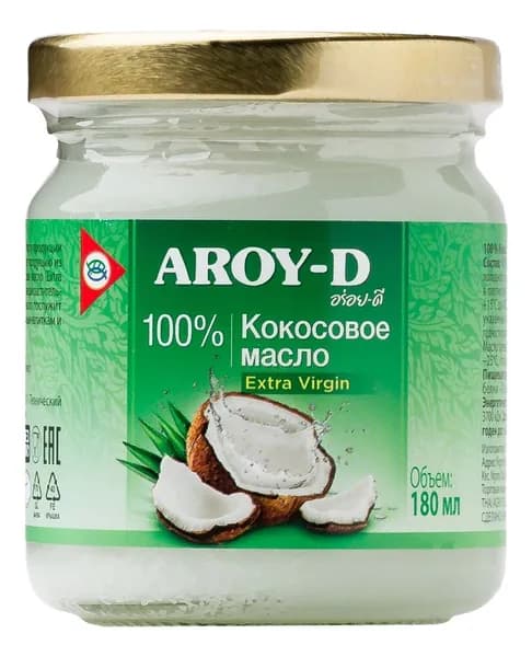 Aroy-D Масло кокосовое Extra Virgin нерафинированное, 180 мл