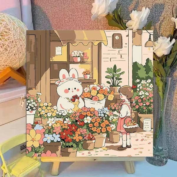 Картина по номерам, 20x20 CM, Кошки и собаки,Мультфильмы, подарки для детей, декомпрессия
