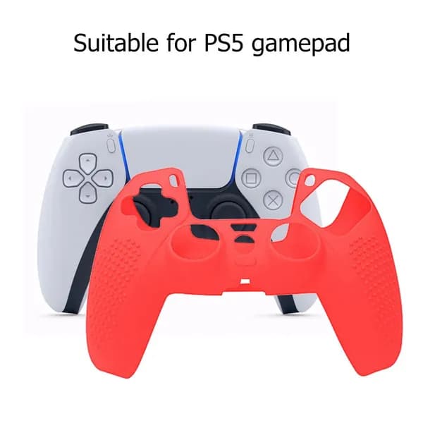 Силиконовый чехол для геймпада PlayStation 5 красного цвета с антискользящим покрытием