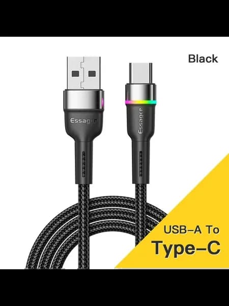 Кабель 3A USB Type C, Плетеный Кабель USB A-Type C Д