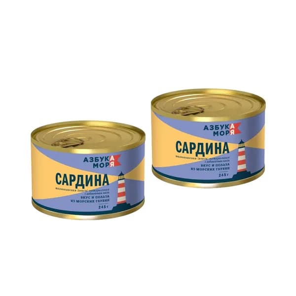 Азбука моря Сардина (иваси) тихоокеанская с добавлением масла, 245 г, 2 шт.