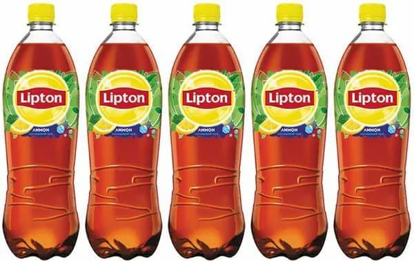 Холодный чай Lipton черный лимон, комплект: 5 бутылок по 1 л