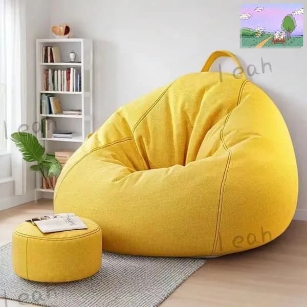 Кресло-мешок Диван, Лён, Размер XXXXXL,желтый, светло-желтый
