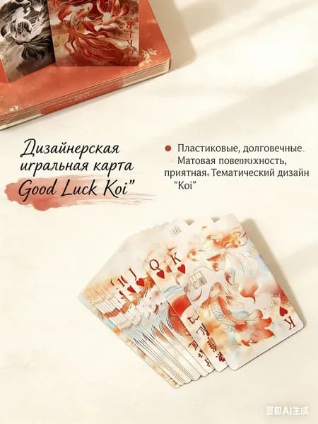 карты для игры дизайнерские Good Luck Koi 100% пластик матовая поверхность колода 54 шт для покеристов и коллекционеров