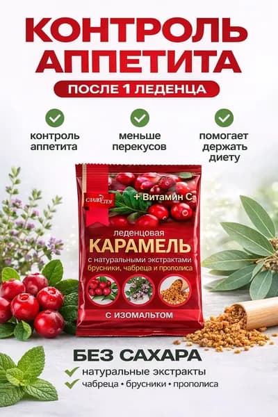 Леденцы без сахара для снижения аппетита и похудения. 1шт