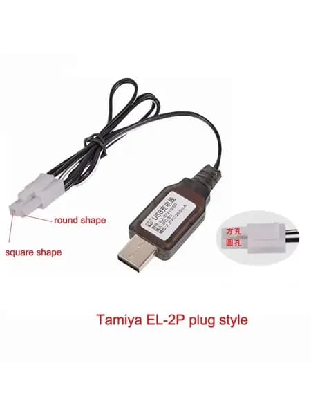 1 шт. USB-зарядное устройство с LED-индикатором, 7,2 В, 250 мА, с разъёмом Tamiya EL-2P или L6.2-2P, для зарядки NiMH/NiCD аккумуляторов в моделях самолётов, автомобилей и радиоуправляемых игрушек