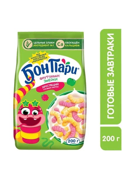 Готовый завтрак Бон Пари Фруттифан Змейки, 200 г х 6 шт