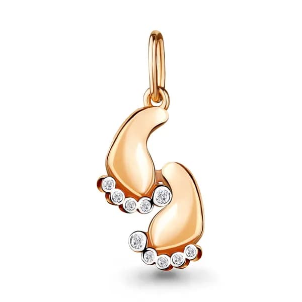 Золотая подвеска Пяточка DIAMANT-ONLINE с фианитом 585 пробы