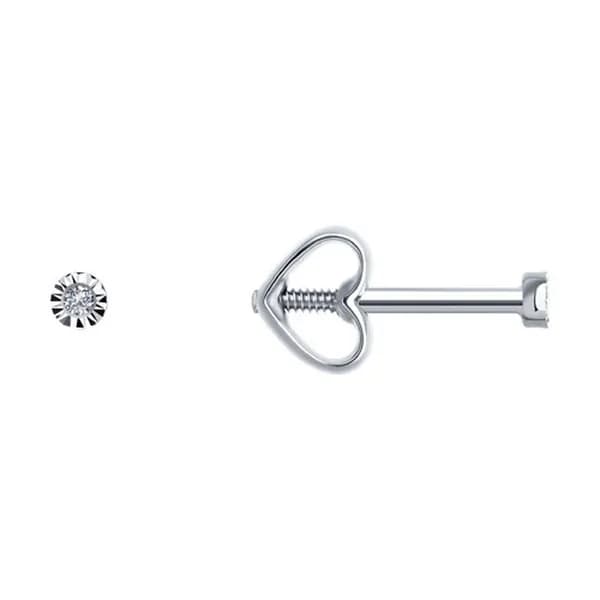 Серьги из белого золота DIAMANT-ONLINE с бриллиантом 585 пробы