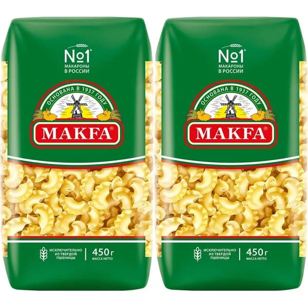 Макаронные изделия Makfa Петушиные гребешки 450 г, набор: 2 штуки