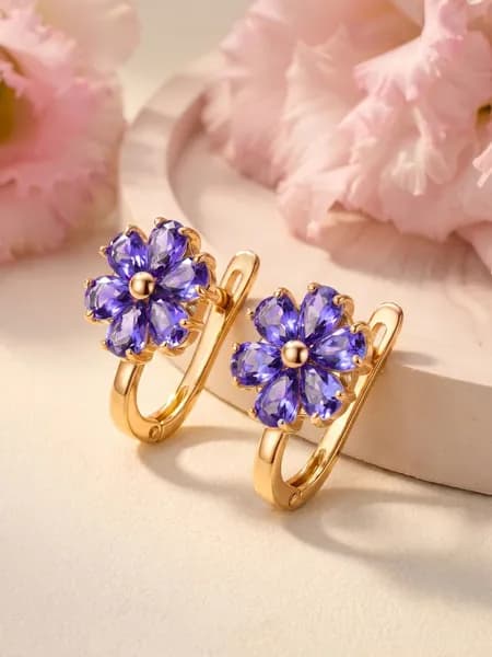 Серьги Цветочки серебро 925 пробы