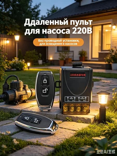 Беспроводной выключатель 220В, пульт ДУ, для насоса и освещения, без прокладки проводов