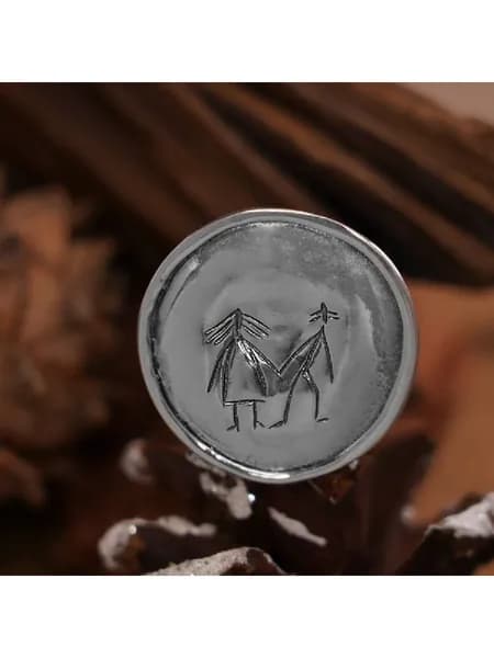 Ювелирная серебряная брошь 925 Человечки Этника 01CBR029
