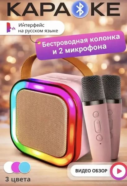 Караоке колонка с двумя микрафонами